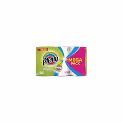 PLENTY Kitchen Towel, 6 White Rolls, 600 Sheets of Kitchen Roll, 2 Ply Tissue