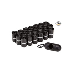 Amazon Basics Dog Poop Bags With Dispenser and Leash Clip Unscented 15 Count  Total 300 Count, Black 13 Inch x 9 Inch (Pack of 20)