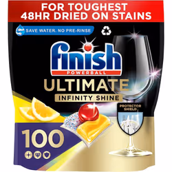 Finish Ultimate Infinity Shine Dishwasher Tablets, LEMON, 100 Dishwasher Tablets