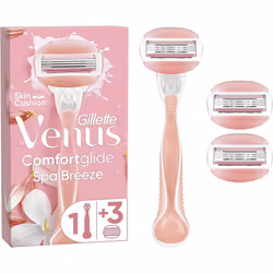 Gillette Venus ComfortGlide Spa Breeze Women's Razor +, 3 2-In-1 Razor Blade Refills, with Shaving Gel Bars (Packaging May Va ...