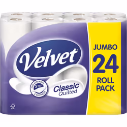 Velvet Classic Quilted Toilet Paper Bulk Buy 24 White 3 ply Toilet Tissue Rolls 24 Count Pack of 1