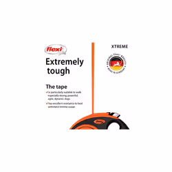 Flexi Xtreme Tape Orange & Black Medium 5m Retractable Dog Leash/Lead for dogs up to 35kgs/77lbs