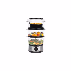 Salter 3-Tier Food Steamer - 7.5L Stainless Steel Multi-Cooker, Meat, Dumpling & Vegetable Steamer, Energy Efficient, 60 Minu ...
