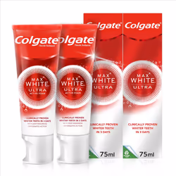 Colgate Max White Ultra Active Foam Teeth Whitening Toothpaste 75ml 2 Pack | whiter teeth in 3 days | enamel safe teeth white ...