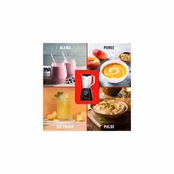 Tefal Blendforce II Blender, 1.25L Plastic Jug, 600W, 4 Removeable Stainless Steel Blades, 3 Programs + Pulse, Black, BL420840