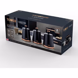 Tower Cavaletto T826131BLK Canisters Black & Rose Gold Kitchen Storage