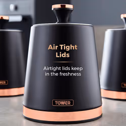 Tower Cavaletto T826131BLK Canisters Black & Rose Gold Kitchen Storage