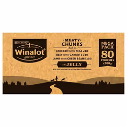 Winalot Dog Food Pouches Mixed in Jelly, 80 x 100 g