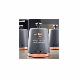 Tower T826131GRY Cavaletto Set of 3 Storage Canisters for Tea/Coffee/Sugar, Steel, Grey and Rose Gold
