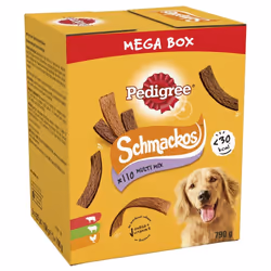 Pedigree Schmackos Mega Pack 110 Strips Snacks, Dog Treat Multipack with Beef, Lamb and Poultry Flavours