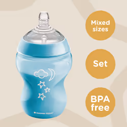 Tommee Tippee Closer to Nature Newborn Baby Bottle Starter Kit, Breast-Like Teats with Anti-Colic Valve, Mixed Sizes, Blue