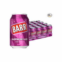 BARR since 1875, 24 Pack Sparkling Raspberryade, Low Sugar Raspberry Flavoured Fizzy Drink "Fizzingly Fun" - 24 x 330 ml Cans