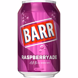 BARR since 1875, 24 Pack Sparkling Raspberryade, Low Sugar Raspberry Flavoured Fizzy Drink "Fizzingly Fun" - 24 x 330 ml Cans
