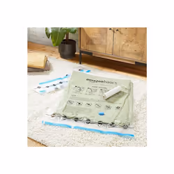 Amazon Basics Vacuum Compression Zipper Storage Bags with Airtight Valve and Hand Pump 15-Pack 2x X-Jumbo 5x Jumbo 4x (Large, Medium) Multiple Clear