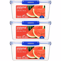Sistema KLIP IT PLUS Food Storage Containers 3.35L Leak Proof Stackable & Freezer Containers w/ Lids BPA-Free Plastic Recycla ...