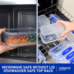 Sistema KLIP IT PLUS Food Storage Containers 3.35L Leak Proof Stackable & Freezer Containers w/ Lids BPA-Free Plastic Recyclable w/ Blue Clips 3Count