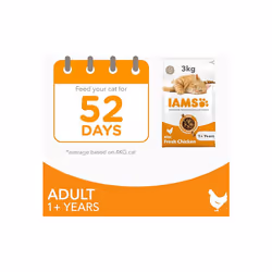 IAMS Complete Dry Cat Food for Adult 1+ Cats with Chicken 3 kg