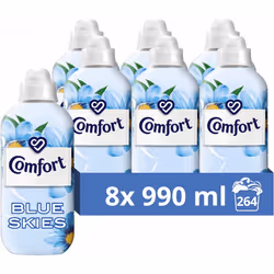Comfort Blue Skies Fabric Conditioner with Stay Fresh technology for 100 days of freshness + fragrance* 8x 990 ml (264 washes ...