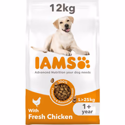 IAMS Complete Dry Dog Food for Adult 1+ Large Breeds with Chicken 12 kg