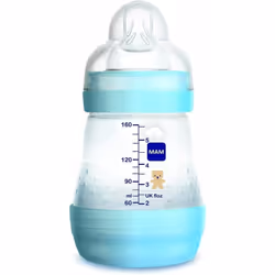 MAM Easy Start Self Sterilising Anti-Colic Baby Bottle 3 Pack (3 x160 ml) with Slow Flow MAM Teats Size 1, Newborn Essentials White (Designs May Vary)