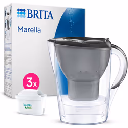 BRITA Marella Water Filter Jug Starter Pack - Graphite (2.4L) incl. 3x MAXTRA PRO All-in-1 cartridge  fridge-fitting jug with ...
