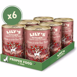 Lily's Kitchen Natural Adult Dog Food Wet Tins - Venison & Wild Boar Terrine - Complete Meal Recipes (6 Tins x 400g)
