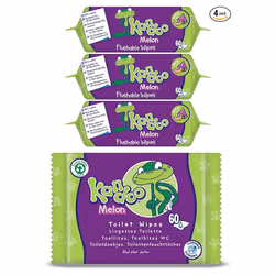 Kandoo Flushable Toilet Tissues 4 x 60 Wipes Total 240 Plastic Free Toilet Training Wet Toilet Tissues Melon Scented Toddler  ...