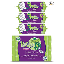 Kandoo Flushable Toilet Tissues 4 x 60 Wipes Total 240 Plastic Free Toilet Training Wet Toilet Tissues Melon Scented Toddler Wipes Multipack