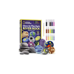 National Geographic Glow in The Dark Rock Painting Kit - Arts & Crafts Kit for Kids, Decorate 15 River Rocks with 15 Paint Colors & More Art Supplies,