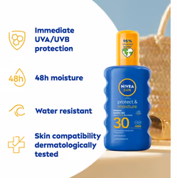 NIVEA Sun Protect & Moisture Sun Spray SPF 30 (200 ml) Moisturising Suncream Spray SPF 30 Advanced Sunscreen Providing Immediate Effective UVA + UVB