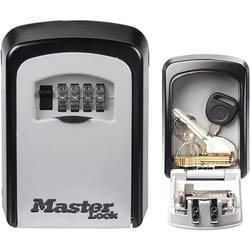 MASTER LOCK Key Safe Wall Mounted, Medium 85 x 119 x 36 mm, Outdoor, Mounting Kit, for Home Office Industries Vehicles, Black & Silver