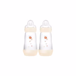 MAM Easy Start Self Sterilising Anti-Colic Baby Bottle Pack of 2 (2 x 260 ml) MAM Bottles Medium Flow Teats Size 2 Newborn Essentials Shell