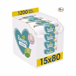 Pampers Sensitive Baby Wipes 15 Packs of 80 1200 Baby Wet Wipes Unscented For a Soft And Gentle Clean