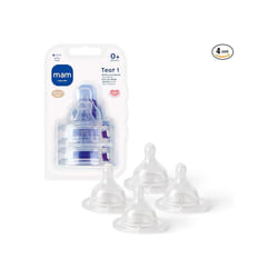 MAM Teats Size 1 Suitable for Newborns Slow Flow SkinSoft Silicone Teats for Baby Bottles Fits All MAM Bottles Baby Feeding Essentials Pack of 4