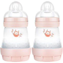 Easy Start Self Sterilising Anti Colic Baby Bottle 2 Pack 2 x160 ml MAM Baby Bottle Slow Flow MAM Teats Size 1 Newborn Essential Pink Designs May Vary