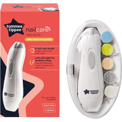 Tommee Tippee Electric Baby Nail File Trimmer Battery-Powered Infant Nail Clipper with LED Light and Six Filing Heads for Baby and Adult Use
