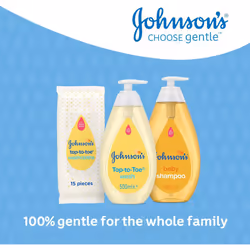 Johnson's Baby Top-To-Toe Washcloths 15 Pieces - Pre-Moistened Washcloths for Sensitive Skin