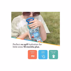 Nuby Super Quench Water Bottle-No Spill Active Toddler Sippy Cup 540ml Carry Handle Freeflow Dishwasher Steriliser 18 Months Plus, Traffic Pack of 2