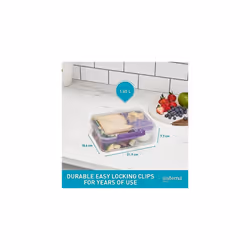 Sistema Bento Box To Go Lunch Box With Yoghurt/Fruit Pot 1.65 L Bpa-Free Recyclable With Terracycle Misty Purple