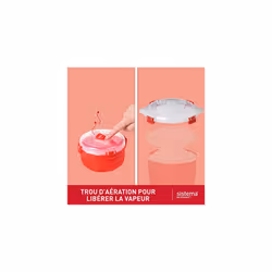 Sistema Microwave Rice Cooker (2.6L) & Round Microwave Food Container (915ml) Set | Food Containers with Steam-Release Vents | BPA-Free | Recyclable