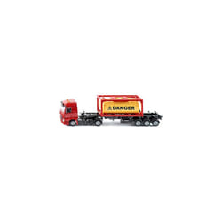 siku 3922, Mercedes-Benz Lorry with Framed Tank Container, 1:50, Metal/Plastic, Red, Incl. 1 Container, Detachable semi-trailer