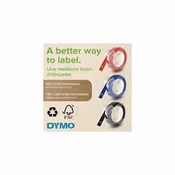 DYMO Authentic Embossing Label Tape | 9 mm x 3 m Rolls | White Print on Black | Self-Adhesive | for Embossing Label Makers | 3 Count