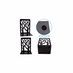 I-WILL Book Ends for Shelves Heavy Duty Metal Desk Bookends Decorative Tree Unique Design Book Stopper Supports Non Skid Bookshelf Holder Stand for