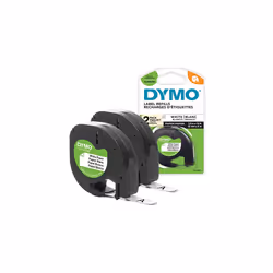DYMO LetraTag Paper Labels, Authentic, 12 mm x 4 m Roll, Black Print on White Labels, Self-Adhesive Multipurpose Labels for L ...