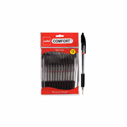 Cello Extra Comfort Grip Ballpoint Pens Medium Point Retractable Ballpoint Pens - (1.0 mm), Pack of 12 Biros,Black Pen