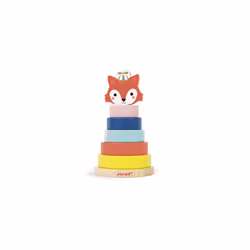 Janod - Baby Forest, Fox Stacker - Wooden Stackable Toy - Early Learning Toy - Develop Fine Motor Skills - Early Years - Mult ...