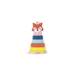 Janod - Baby Forest, Fox Stacker - Wooden Stackable Toy - Early Learning Toy - Develop Fine Motor Skills - Early Years - Multi Colours - From 1 Year
