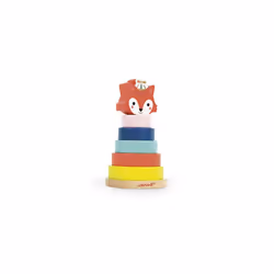 Janod - Baby Forest, Fox Stacker - Wooden Stackable Toy - Early Learning Toy - Develop Fine Motor Skills - Early Years - Multi Colours - From 1 Year