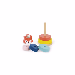 Janod - Baby Forest, Fox Stacker - Wooden Stackable Toy - Early Learning Toy - Develop Fine Motor Skills - Early Years - Multi Colours - From 1 Year