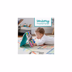 Infantino Busy Board Mirror & Sensory Discovery Toy Boat for Fine Motor Skill Development with Gears, Beads, High Contrast Prints, Tummy Time, Sit &